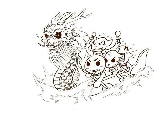 端午节划龙舟简笔画图片