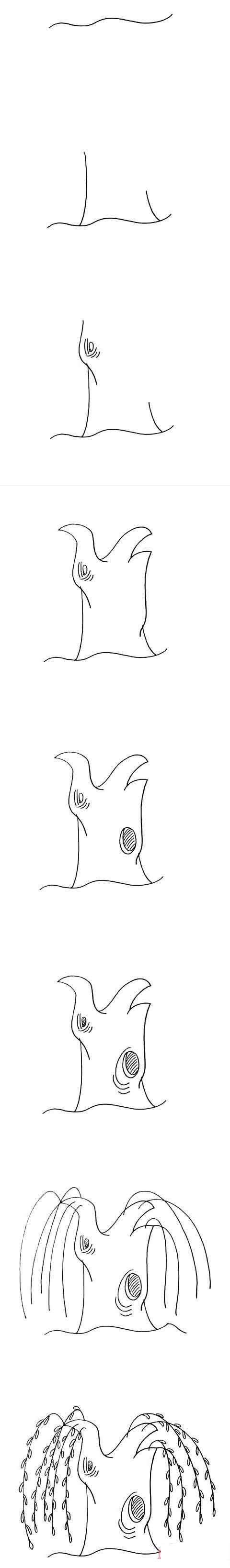 一步一步画柳树简笔画教程彩色简洁易学