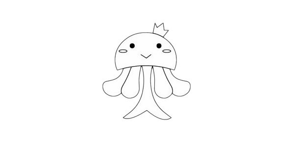 卡通水母简笔画完成图