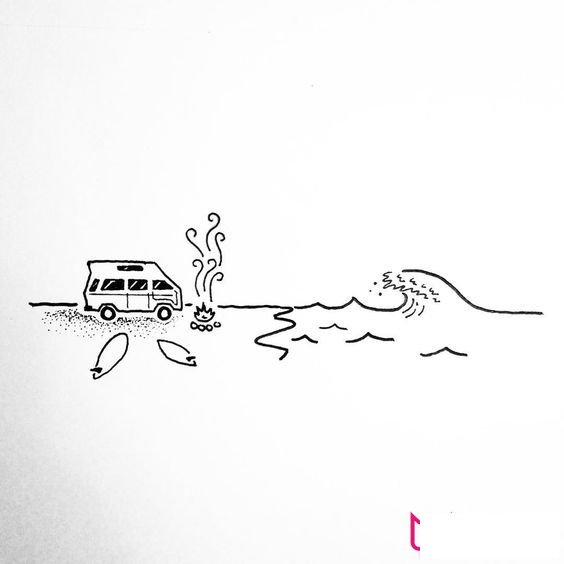海边露营简笔画