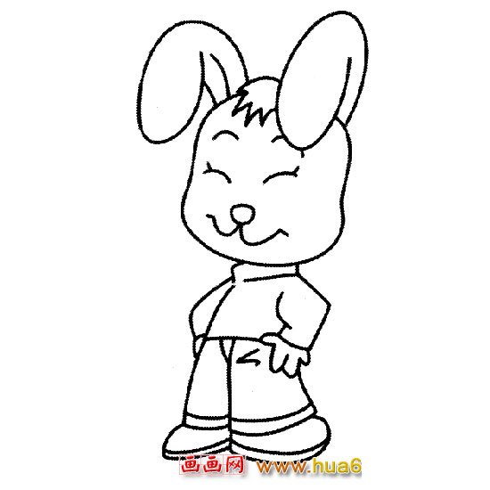 简笔画：开心的小白兔4