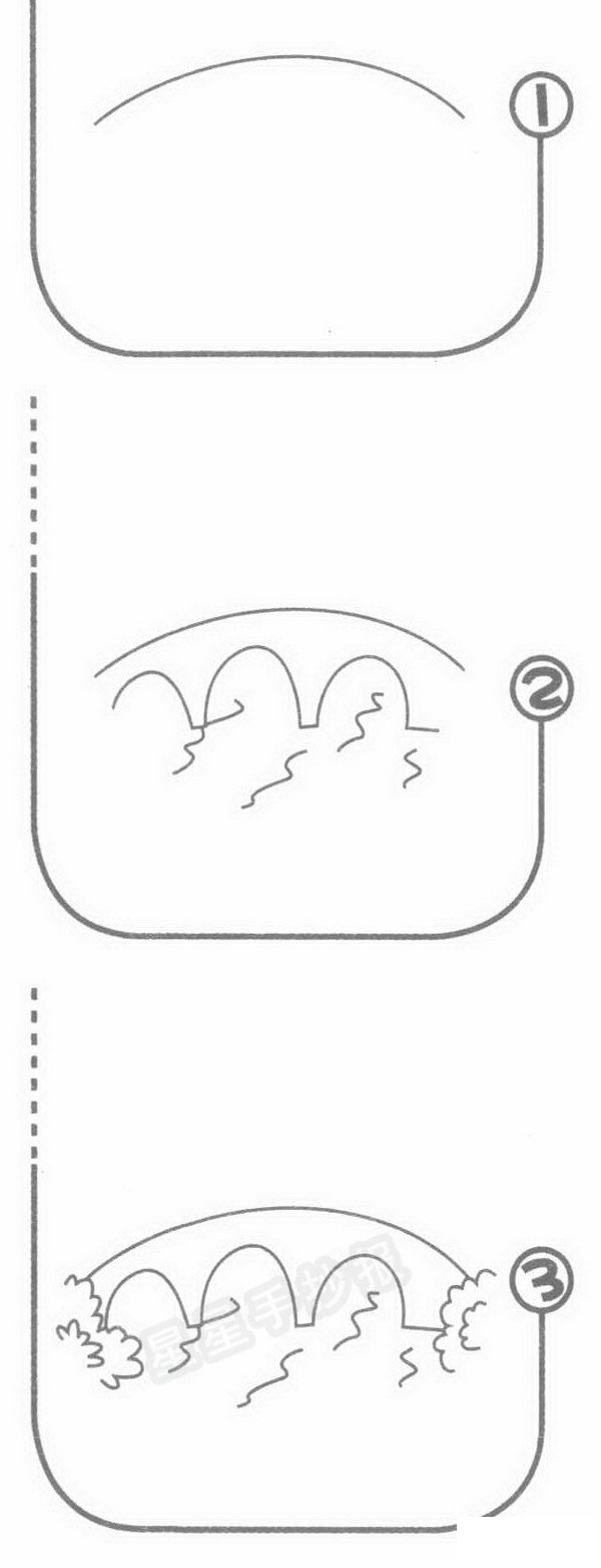 小桥流水简笔画