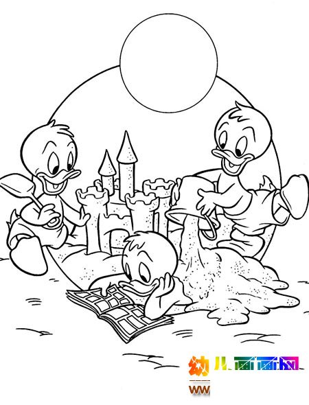 唐老鸭玩沙简笔画