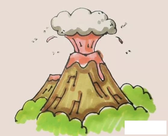 火山喷发简笔画