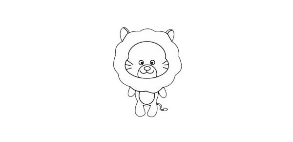 卡通狮子简笔画完成图
