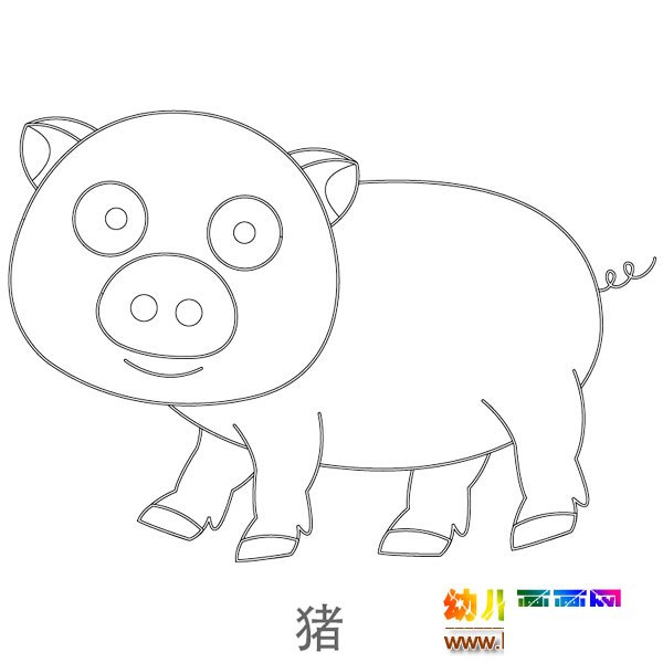 儿童简笔画图片：发晕的小猪