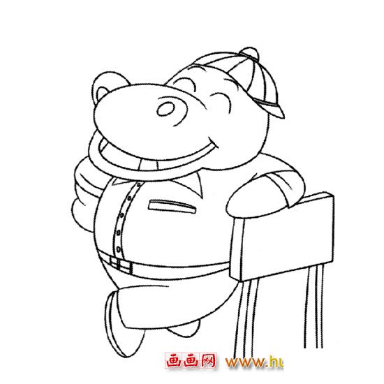 戴帽子的河马（简笔画）4