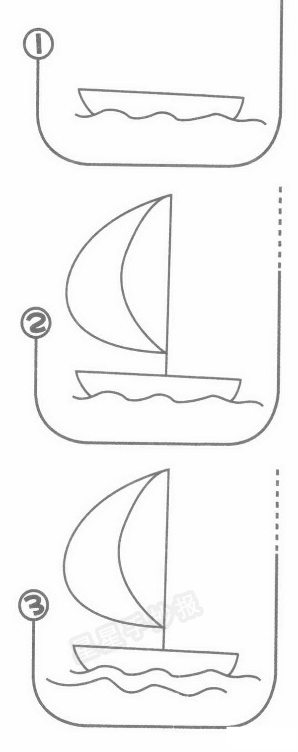 帆船远行简笔画