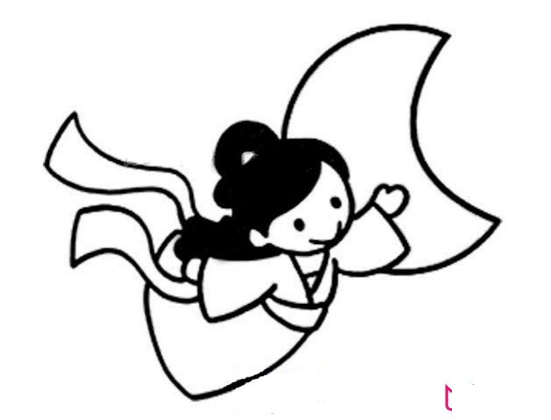 q版嫦娥奔月简笔画