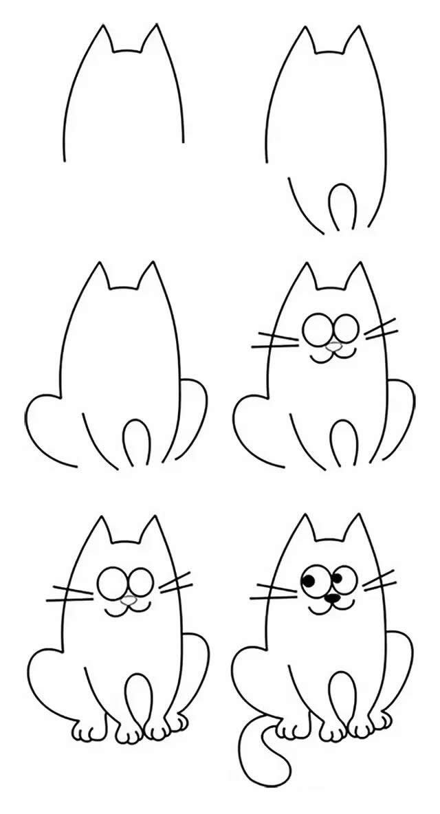 俏皮的猫咪简笔画步骤图解