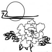 怎么画小学生中秋节：牡丹满月下简笔画的教程