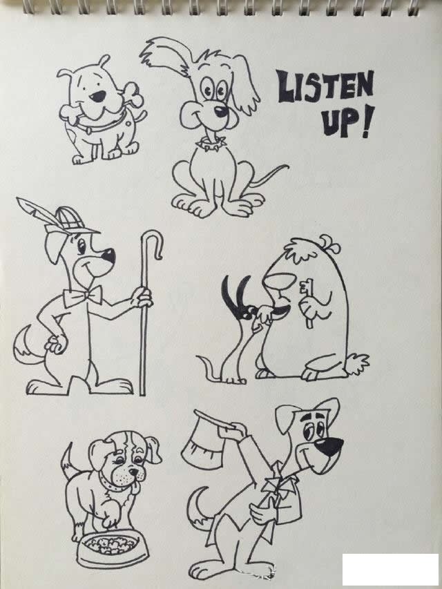卡通小狗简笔画手账素材