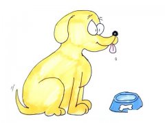 吃食的黄色小狗简笔画画法