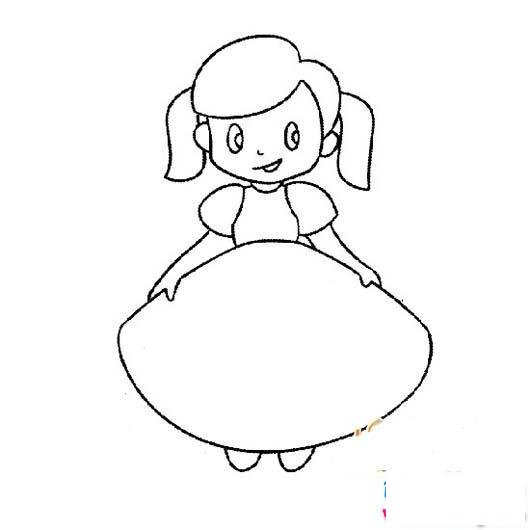小女孩简笔画：穿裙子的女孩