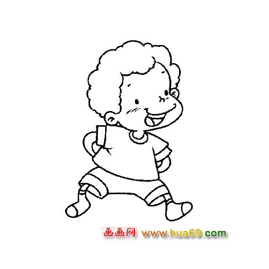 人物简笔画：做游戏的小男孩4
