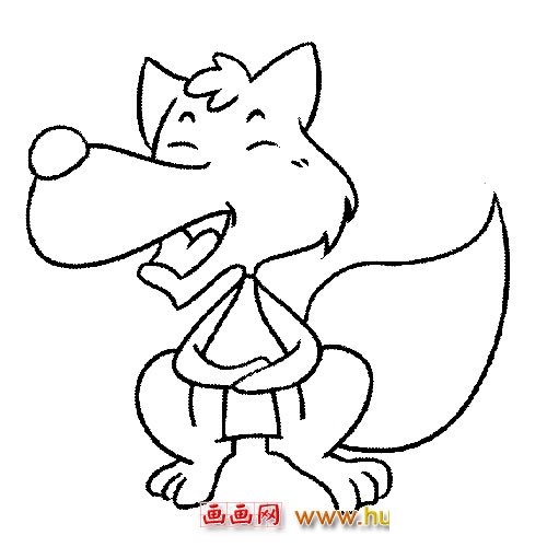 简笔画：开心的大灰狼2