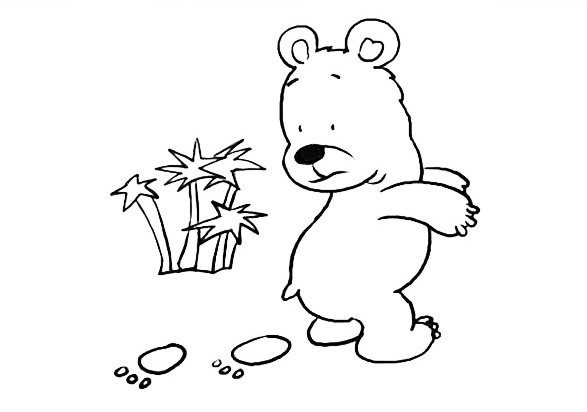 小熊的脚印简笔画图片