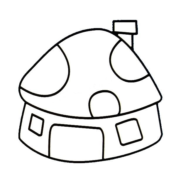 蘑菇房子简笔画
