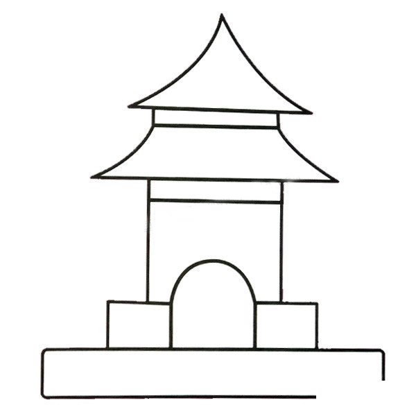 寺庙简笔画图片