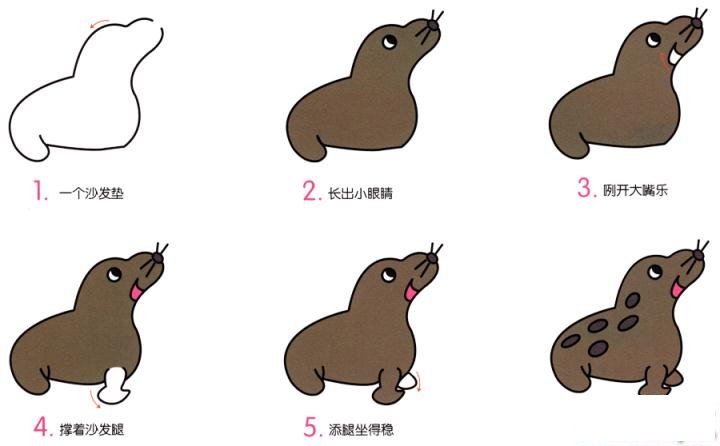 简笔画小海豹的具体步骤图示