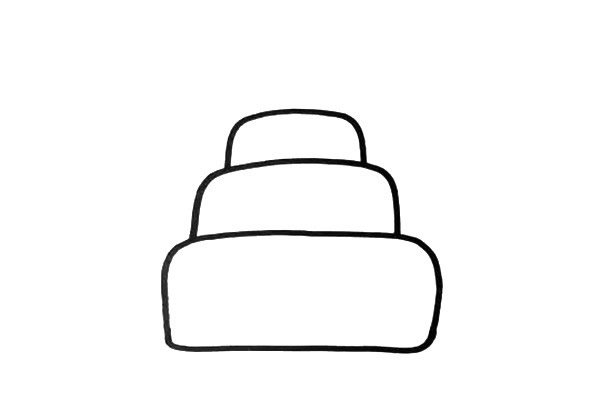 三层生日蛋糕简笔画彩色画法