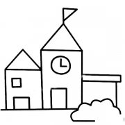 学校简笔画彩色图片