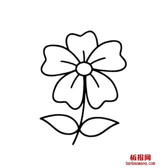 五个花瓣的花朵画法