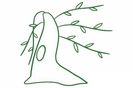 柳树简笔画图片步骤三