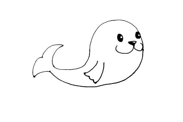 海豹简笔画步骤图