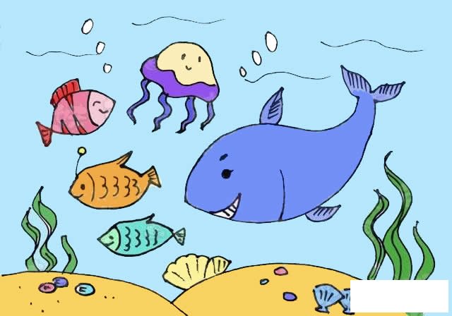 海洋主题儿童简笔画画法步骤教程