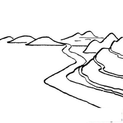 山川河流风景简笔画
