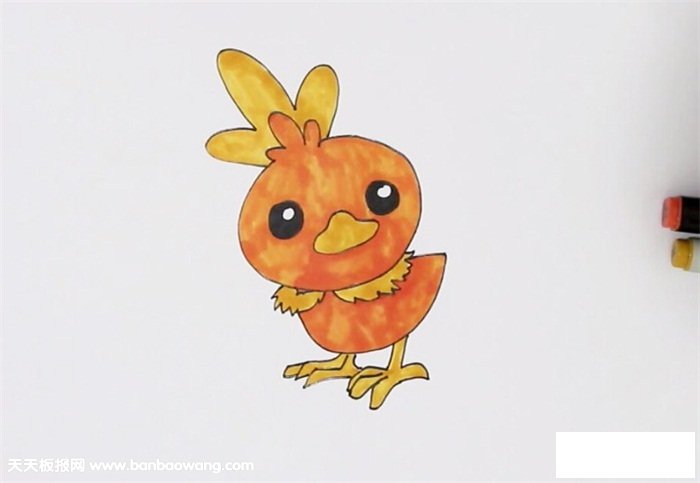 小鸡简笔画图片彩色，小鸡怎么画简笔画