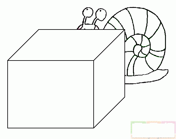 蜗牛蹲在正方体后简笔画