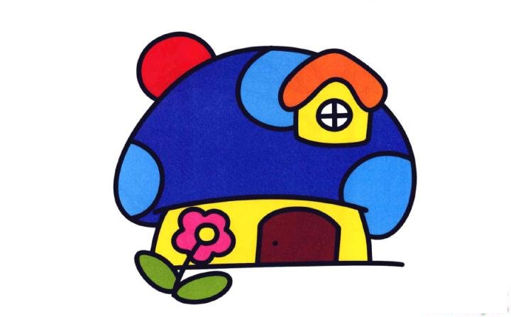 彩色简笔画蘑菇小屋的图片教程