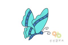 亮蓝色的蝴蝶简笔画