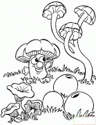 山上的喇叭花和蘑菇简笔画