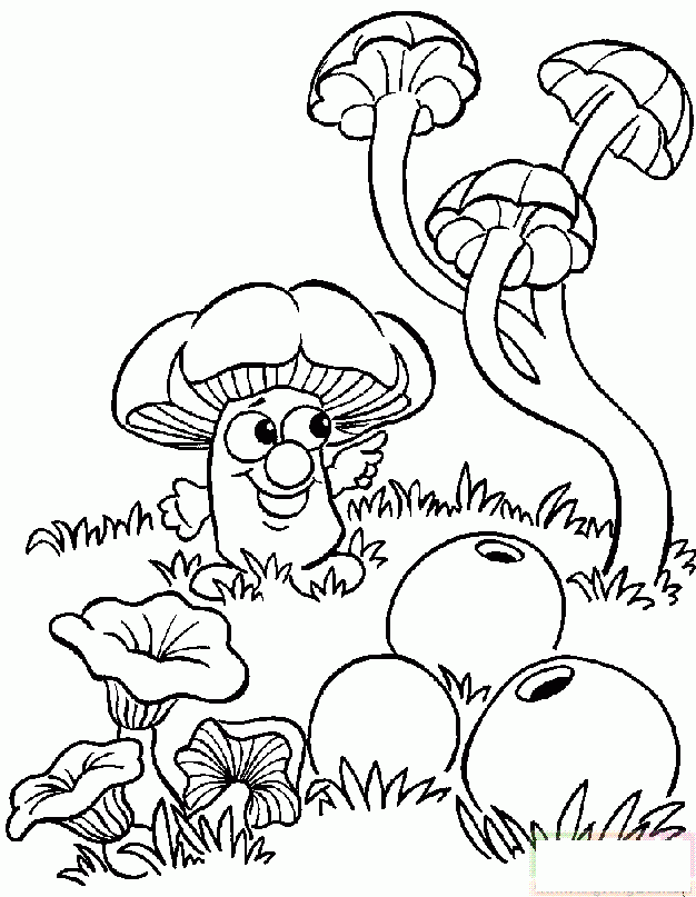 山上的喇叭花和蘑菇简笔画