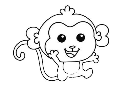 开心的猴子简笔画步骤图片