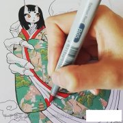 一组和风小妖怪可爱简笔画