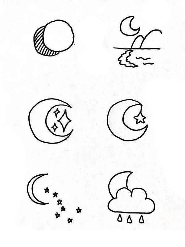 天气预报主题的简笔画手账素材