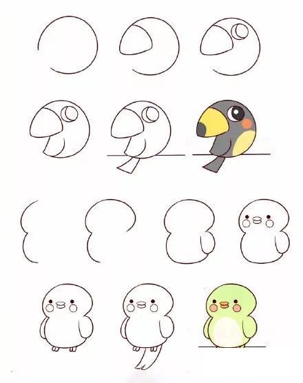 萌萌的小鸟简笔画