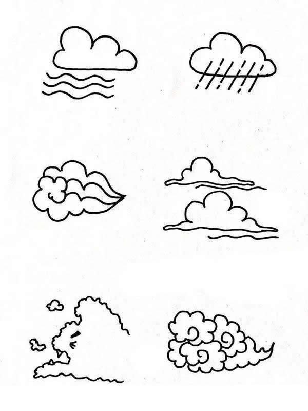 天气预报主题的简笔画手账素材
