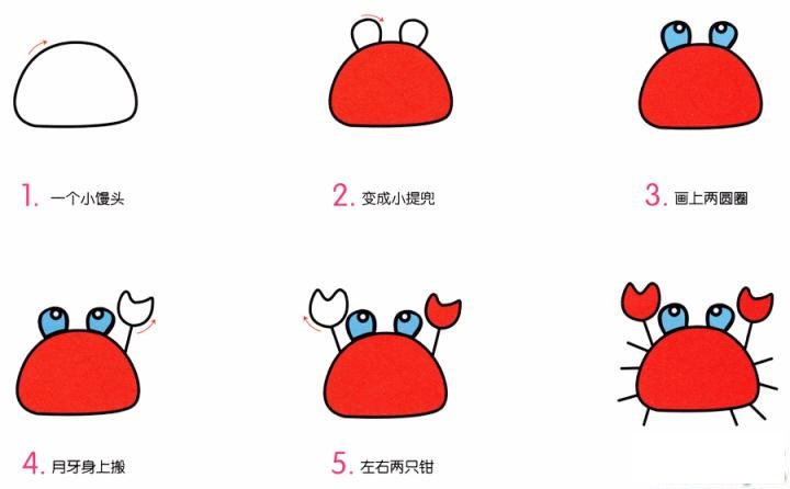 简笔画小螃蟹的具体步骤图示