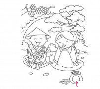 人物简笔画图片大全，两个古装小孩