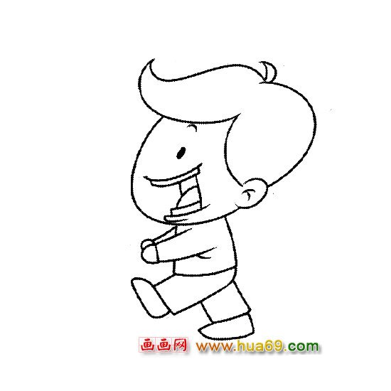人物简笔画：大笑的小男孩