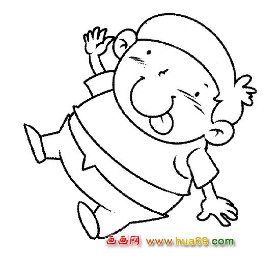 人物简笔画：摔倒的小男孩