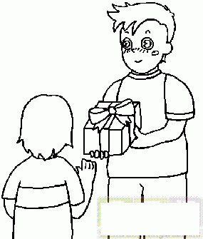 哥哥送礼物给妹妹简笔画