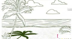 美丽的沙滩风景画