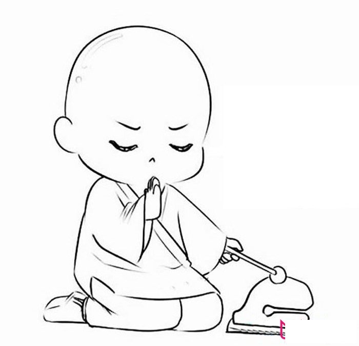 念经的小和尚简笔画