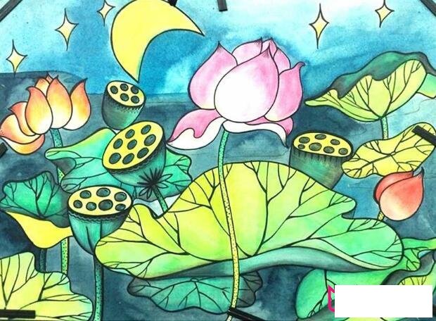 好看的水彩荷花简笔画